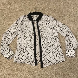 Polka dot black and white see-through gauzy top size S